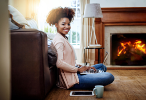 Woman working on year end taxes